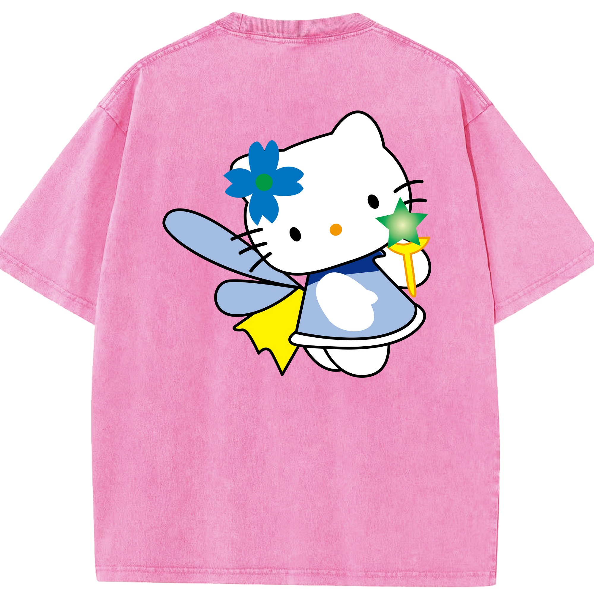 （画像用） Hello Kitty ハローキティ 綿100% ヴィンテージ風 半袖Tシャツ（背面プリント）